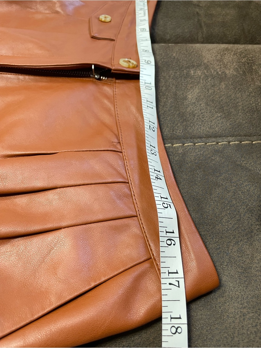 BLANKNYC Faux Leather Pants 31 Cognac Brown High Rise Academia Pleated Trouser - Picture 9 of 11